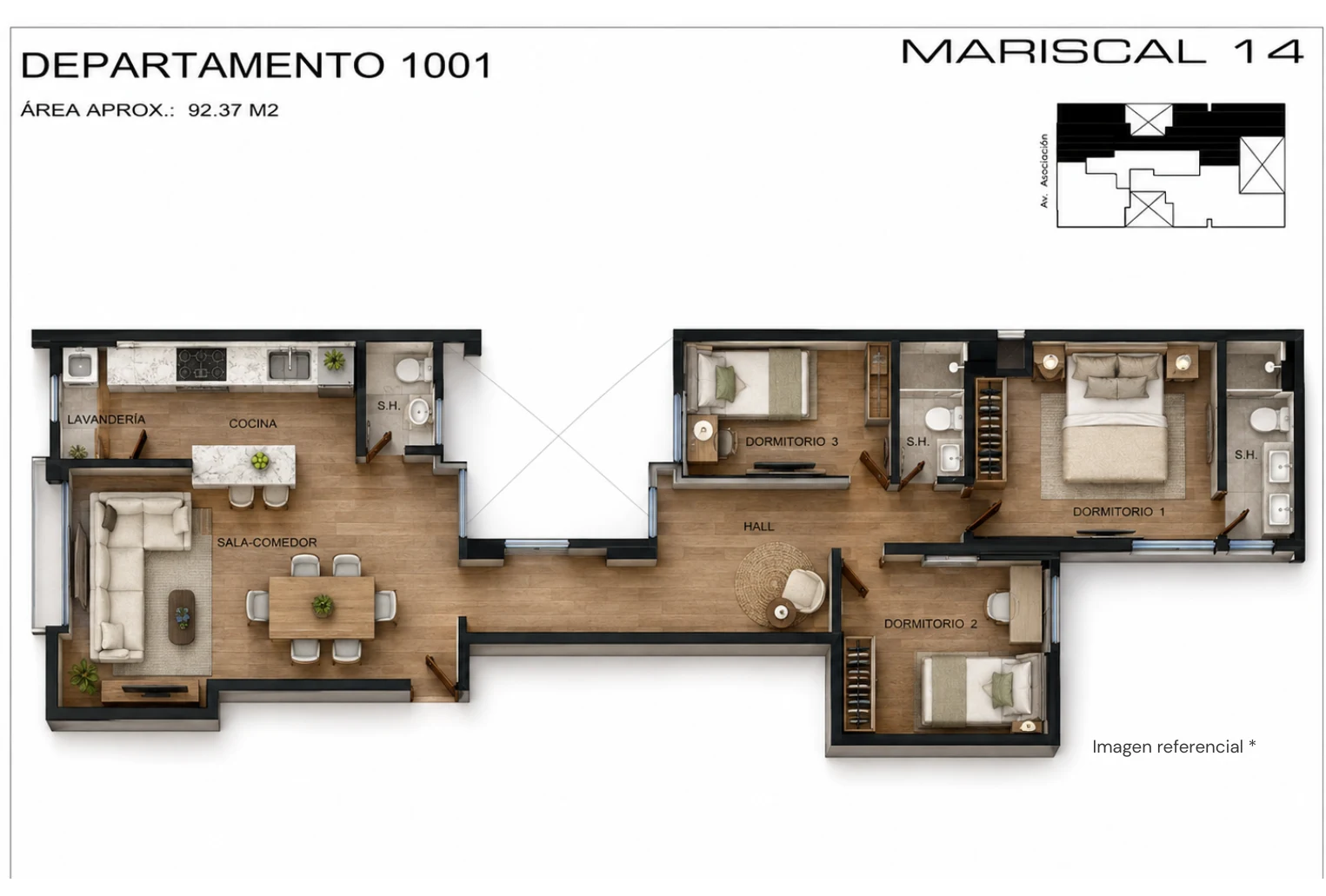 Vista renderizada tipo 9 – 92 m²